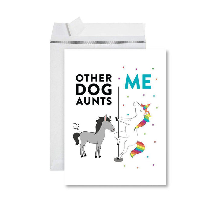 Funny Quirky All Occasion Jumbo Card, Horse Unicorn, Blank Greeting Card with Envelope, Design 1-Set of 1-Andaz Press-Dog Aunts-