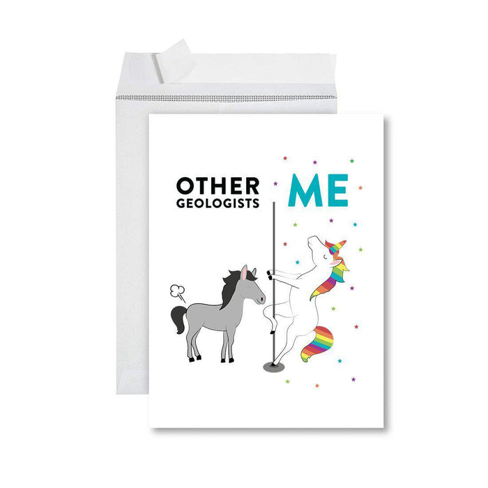 Funny Quirky All Occasion Jumbo Card, Horse Unicorn, Blank Greeting Card with Envelope, Design 1-Set of 1-Andaz Press-Geologists-