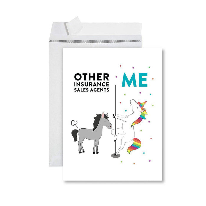 Funny Quirky All Occasion Jumbo Card, Horse Unicorn, Blank Greeting Card with Envelope, Design 1-Set of 1-Andaz Press-Insurance Sales Agents-