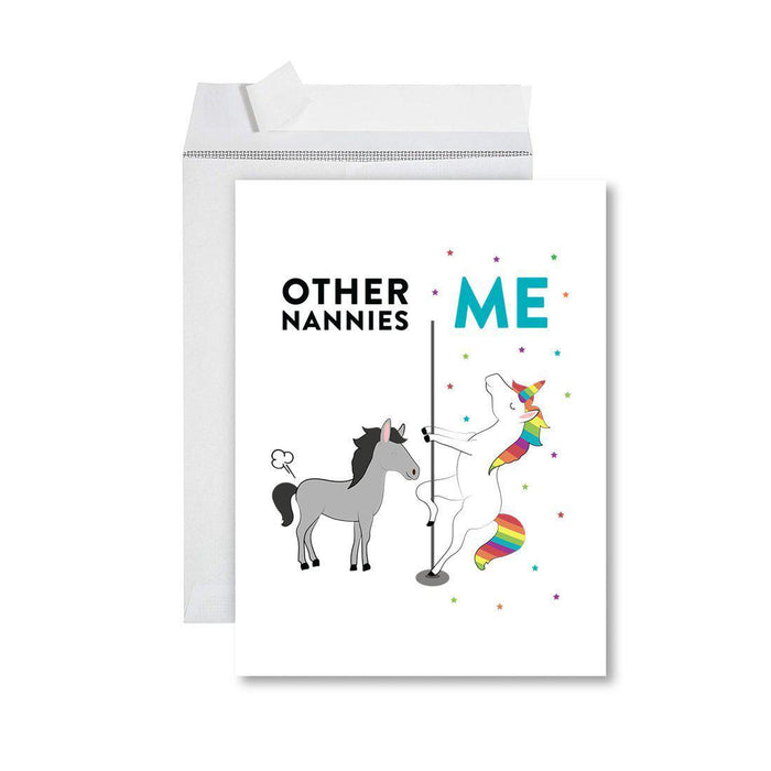 Funny Quirky All Occasion Jumbo Card, Horse Unicorn, Blank Greeting Card with Envelope, Design 1-Set of 1-Andaz Press-Nannies-