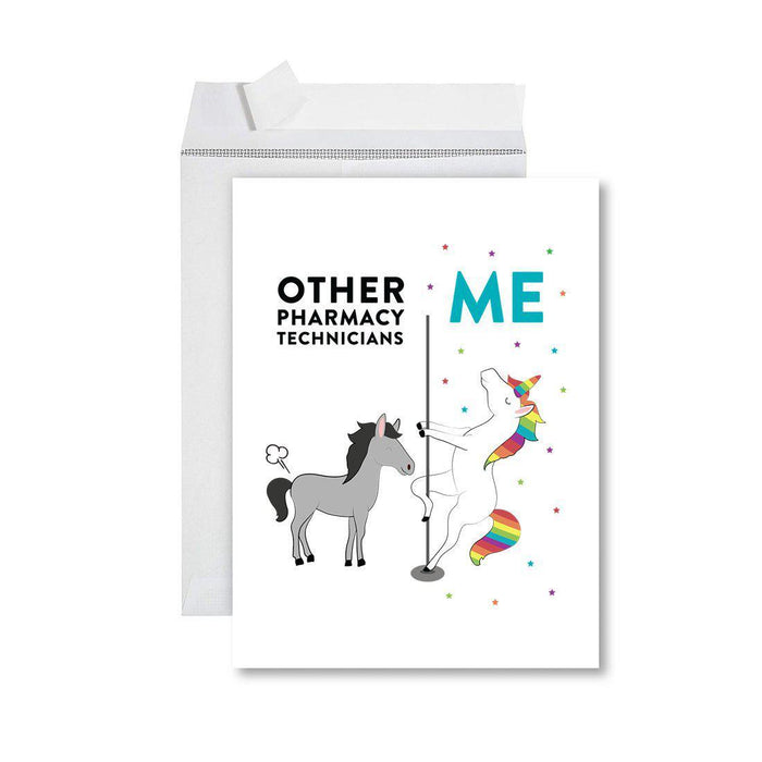 Funny Quirky All Occasion Jumbo Card, Horse Unicorn, Blank Greeting Card with Envelope, Design 1-Set of 1-Andaz Press-Pharmacy Technicians-
