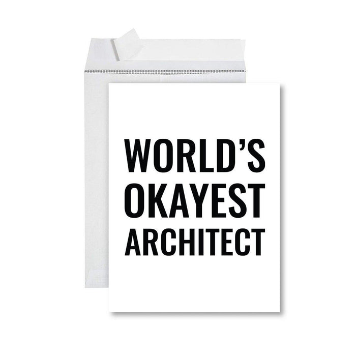 Funny World's Okayest Jumbo Greeting Card for Birthdays, Retirement, and Office Celebrations-Set of 1-Andaz Press-Architect-