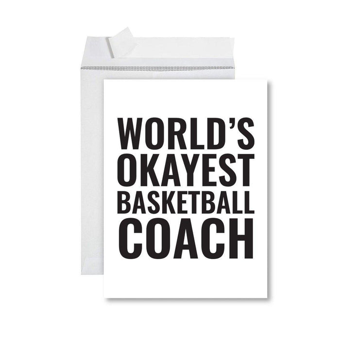 Funny World's Okayest Jumbo Greeting Card for Birthdays, Retirement, and Office Celebrations-Set of 1-Andaz Press-Basketball Coach-