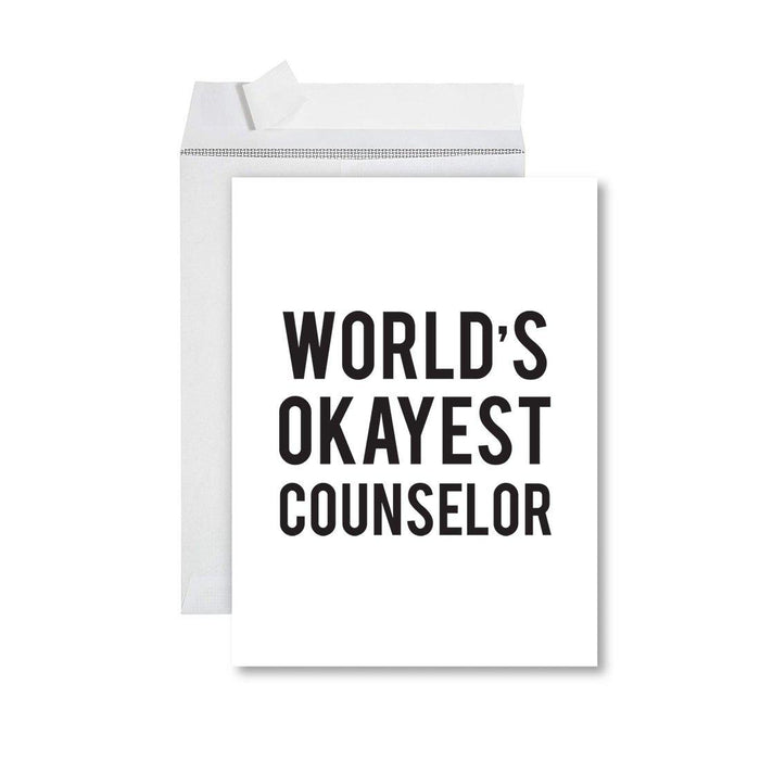 Funny World's Okayest Jumbo Greeting Card for Birthdays, Retirement, and Office Celebrations-Set of 1-Andaz Press-Counselor-