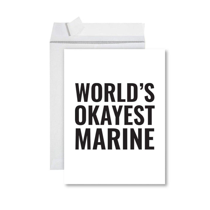 Funny World's Okayest Jumbo Greeting Card for Birthdays, Retirement, and Office Celebrations-Set of 1-Andaz Press-Marine-