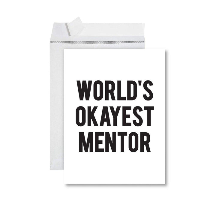 Funny World's Okayest Jumbo Greeting Card for Birthdays, Retirement, and Office Celebrations-Set of 1-Andaz Press-Mentor-