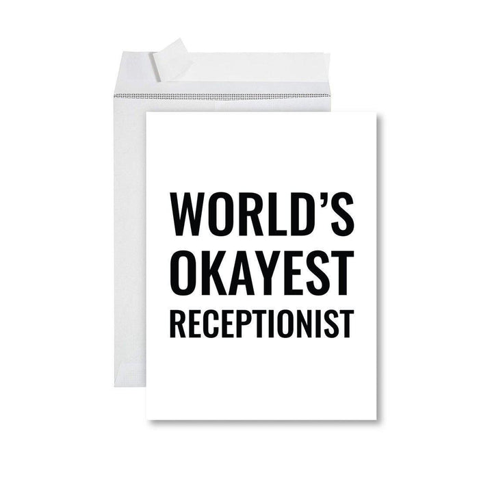 Funny World's Okayest Jumbo Greeting Card for Birthdays, Retirement, and Office Celebrations-Set of 1-Andaz Press-Receptionist-