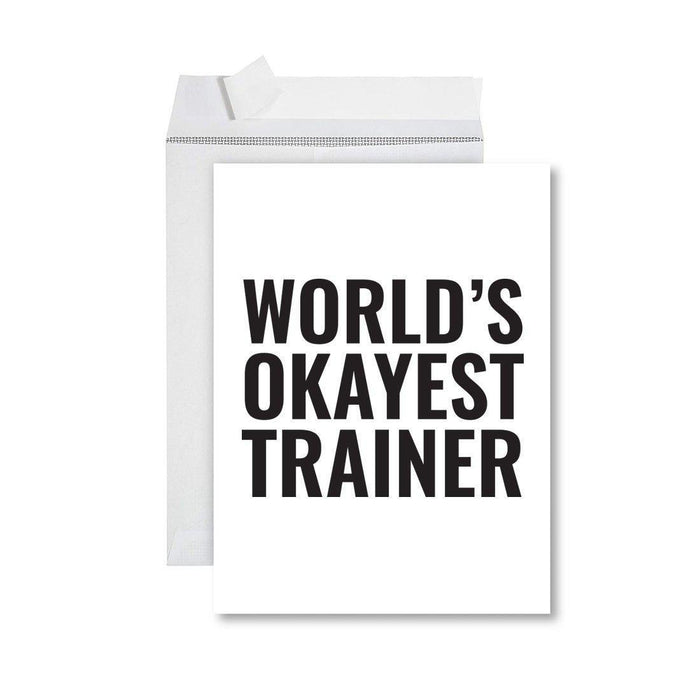 Funny World's Okayest Jumbo Greeting Card for Birthdays, Retirement, and Office Celebrations-Set of 1-Andaz Press-Trainer-