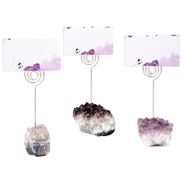 Gemstone Placecard Holders, Geode Stones Table Number Holders-Set of 12-Koyal Wholesale-Amethyst-