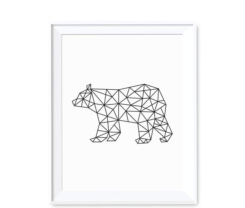 Geometric Animal Origami Wall Art Black White Minimalist Print-Set of 1-Andaz Press-Bear-