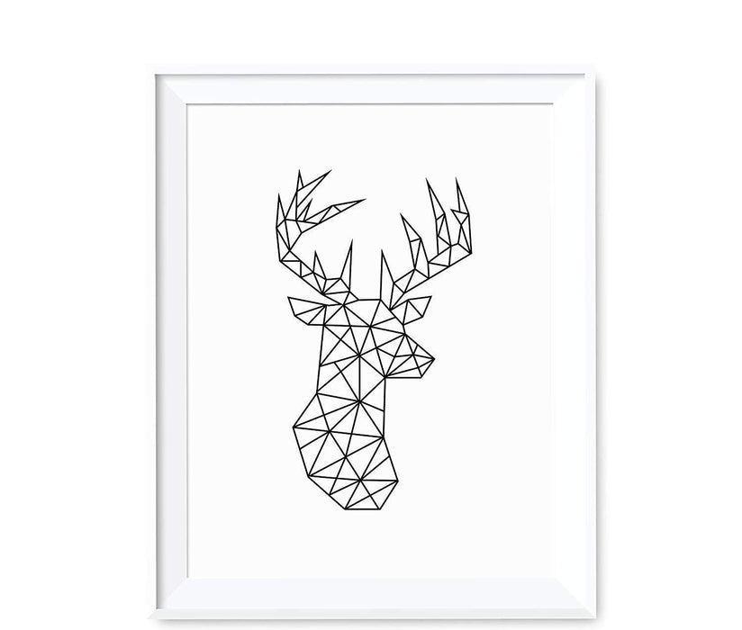 Geometric Animal Origami Wall Art Black White Minimalist Print-Set of 1-Andaz Press-Deer-