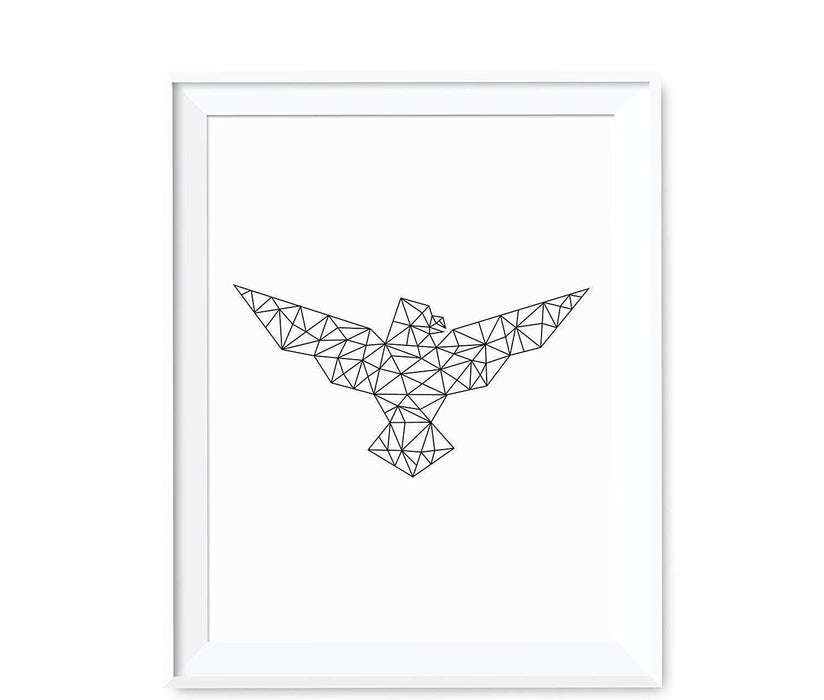 Geometric Animal Origami Wall Art Black White Minimalist Print-Set of 1-Andaz Press-Eagle-