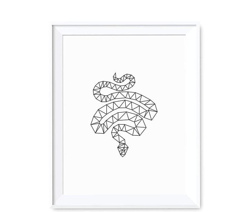 Geometric Animal Origami Wall Art Black White Minimalist Print-Set of 1-Andaz Press-Snake-