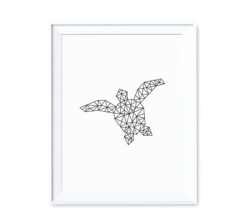 Geometric Animal Origami Wall Art Black White Minimalist Print-Set of 1-Andaz Press-Turtle-