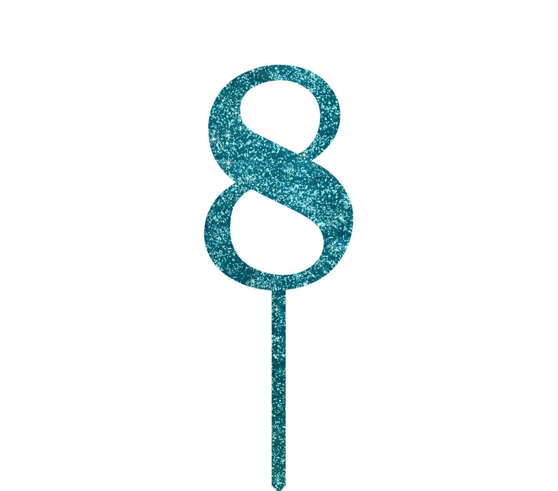 Glitter Acrylic Number Birthday Cake Toppers-Set of 1-Andaz Press-Aqua-8-