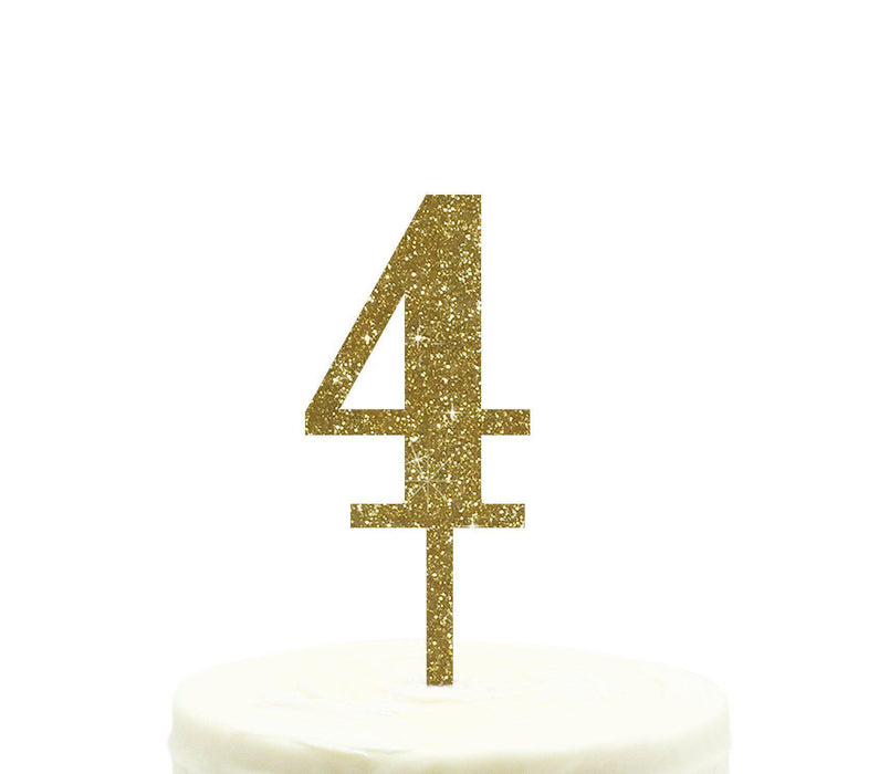 Glitter Acrylic Number Birthday Cake Toppers-Set of 1-Andaz Press-Gold-4-