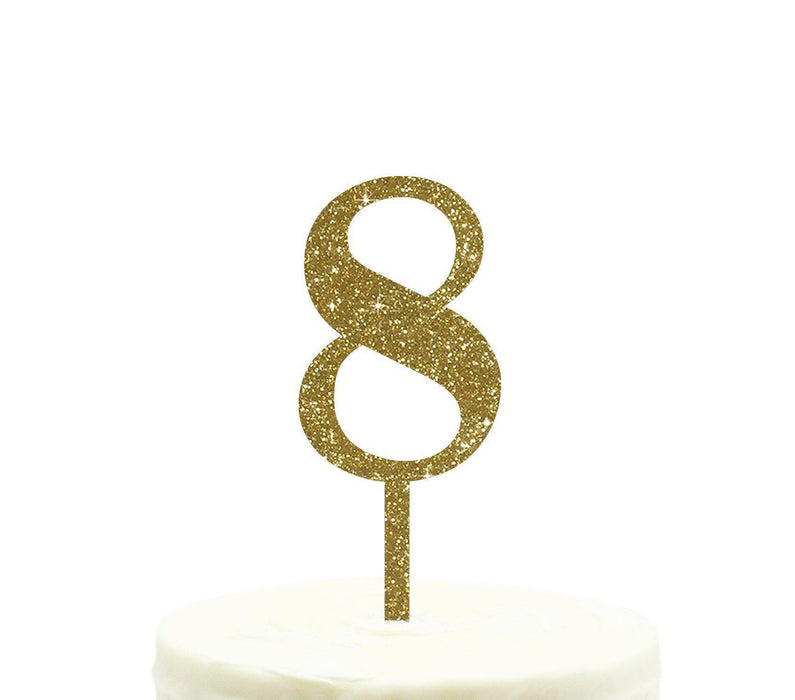 Glitter Acrylic Number Birthday Cake Toppers-Set of 1-Andaz Press-Gold-8-
