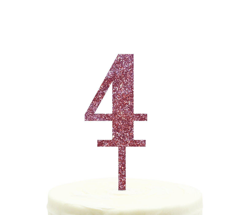 Glitter Acrylic Number Birthday Cake Toppers-Set of 1-Andaz Press-Pink-4-