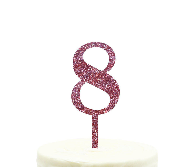 Glitter Acrylic Number Birthday Cake Toppers-Set of 1-Andaz Press-Pink-8-
