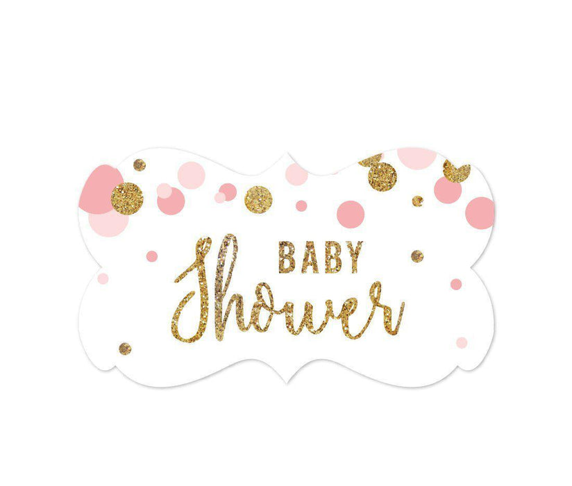 Gold Glitter Baby Shower Fancy Frame Label Stickers-Set of 36-Andaz Press-Blush Pink-