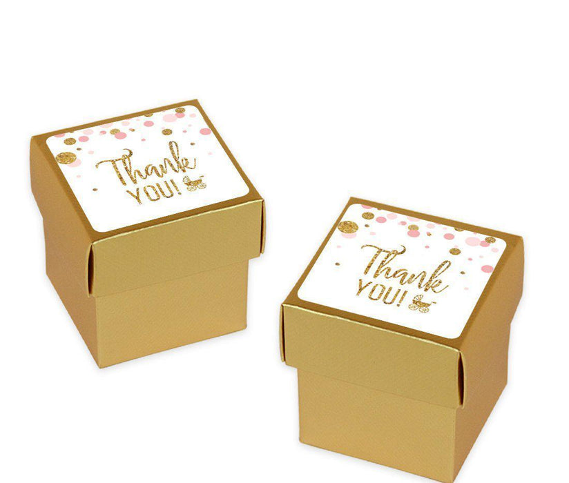 Gold Glitter Baby Shower Favor Box DIY Party Favors Kit-Set of 20-Andaz Press-Blush Pink-