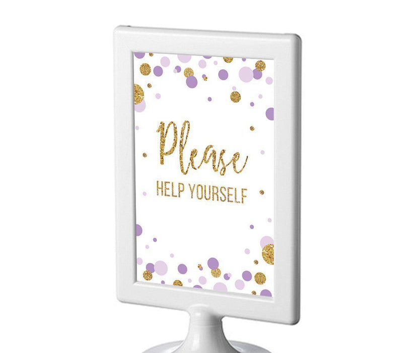 Gold Glitter Baby Shower Framed Party Signs-Set of 1-Andaz Press-Lavender-Please Help Yourself-