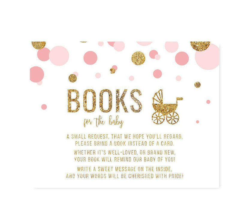 Gold Glitter Baby Shower Games & Activities-Set of 20-Andaz Press-Blush Pink-Books for Baby Request-