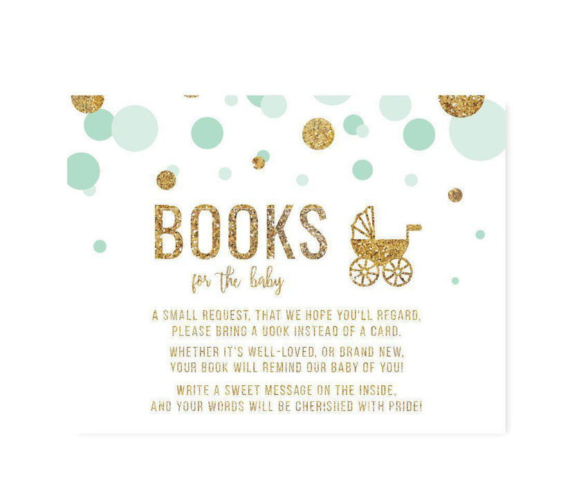 Gold Glitter Baby Shower Games & Activities-Set of 20-Andaz Press-Mint Green-Books for Baby Request-