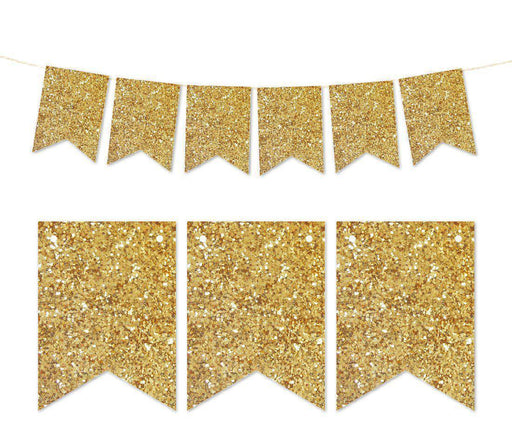 Gold Glitter Pennant Party Banner-Set of 1-Andaz Press-Gold-