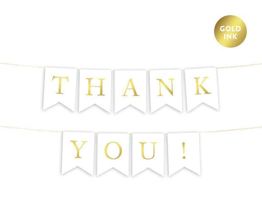 Gold Ink Pennant Party Banner-Set of 1-Andaz Press-Thank You!-