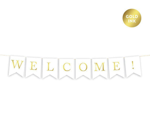 Gold Ink Pennant Party Banner-Set of 1-Andaz Press-Welcome!-