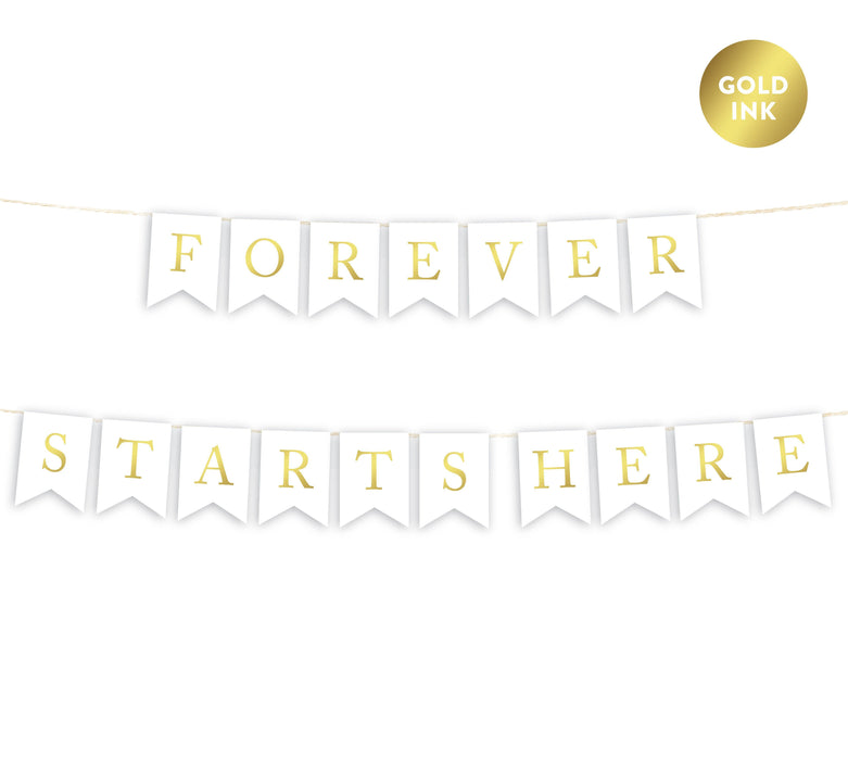 Gold Ink Wedding Pennant Party Banner-Set of 1-Andaz Press-Forever Starts Here-