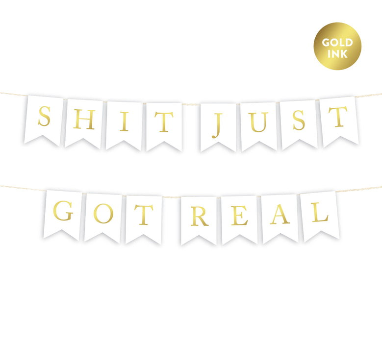 Gold Ink Wedding Pennant Party Banner-Set of 1-Andaz Press-Shit Just Got Real-