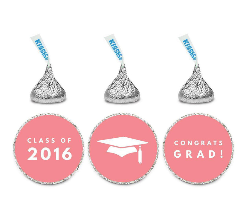 Graduation 2019 Hershey's Kisses Stickers-Set of 216-Andaz Press-Coral-