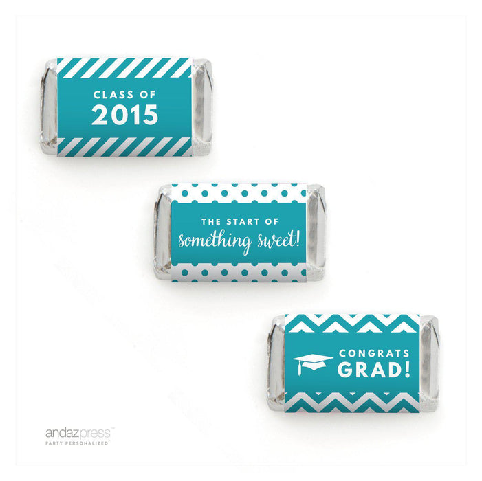 Graduation 2019 Hershey's Miniatures Mini Candy Bar Wrappers-Set of 36-Andaz Press-Aqua-