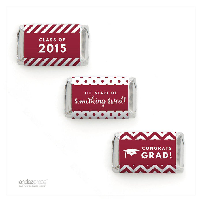 Graduation 2019 Hershey's Miniatures Mini Candy Bar Wrappers-Set of 36-Andaz Press-Burgundy-