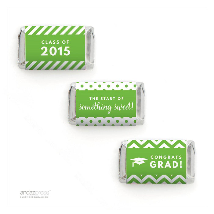 Graduation 2019 Hershey's Miniatures Mini Candy Bar Wrappers-Set of 36-Andaz Press-Kiwi Green-