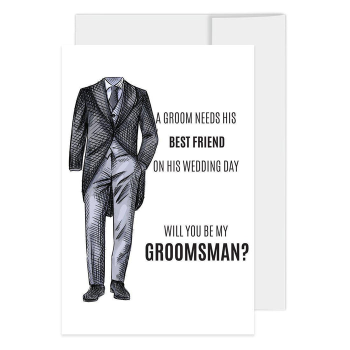 Groomsmen Proposal Cards with Envelopes, Your Service Is Required As A Groomsman-Set of 16-Andaz Press-A Groom Needs His Best Friend-