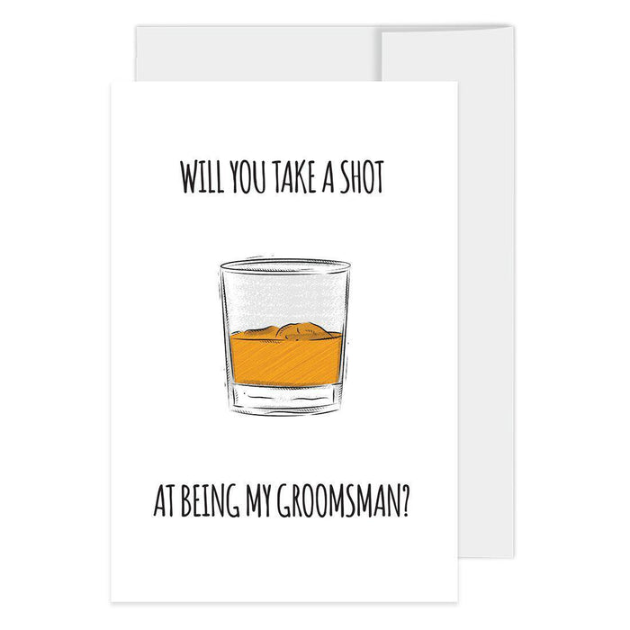 Groomsmen Proposal Cards with Envelopes, Your Service Is Required As A Groomsman-Set of 16-Andaz Press-Will You Take A Shot At Being My Groomsman-