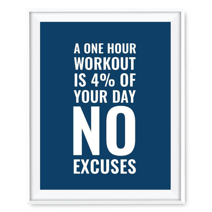 Gym Fitness 8.5x11-inch Wall Art Collection-Set of 1-Andaz Press-A One Hour Workout is 4% of Your Day No Excuses Poster-