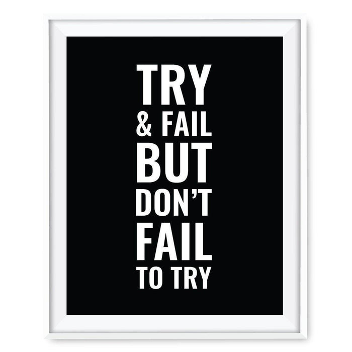 Gym Fitness 8.5x11-inch Wall Art Collection-Set of 1-Andaz Press-Try and Fail But Don't Fail to Try Poster-
