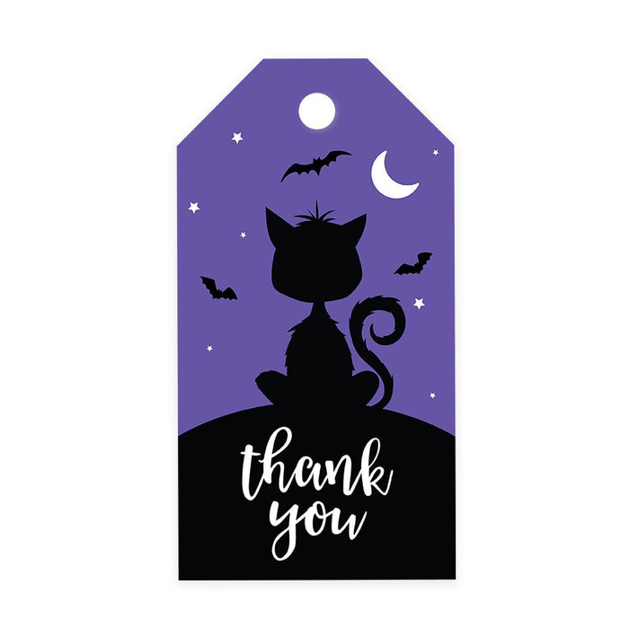 Halloween Gift Tags With String For Kids Gift Bags Candy Packaging Supplies Baking Wrapping-Set of 100-Andaz Press-Black Cat and Bats-