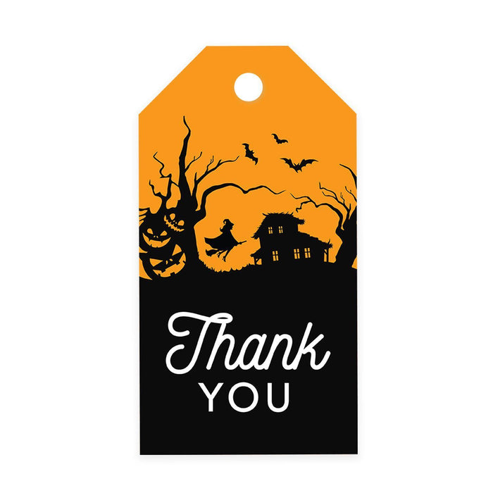 Halloween Gift Tags With String For Kids Gift Bags Candy Packaging Supplies Baking Wrapping-Set of 100-Andaz Press-Flying Witch-