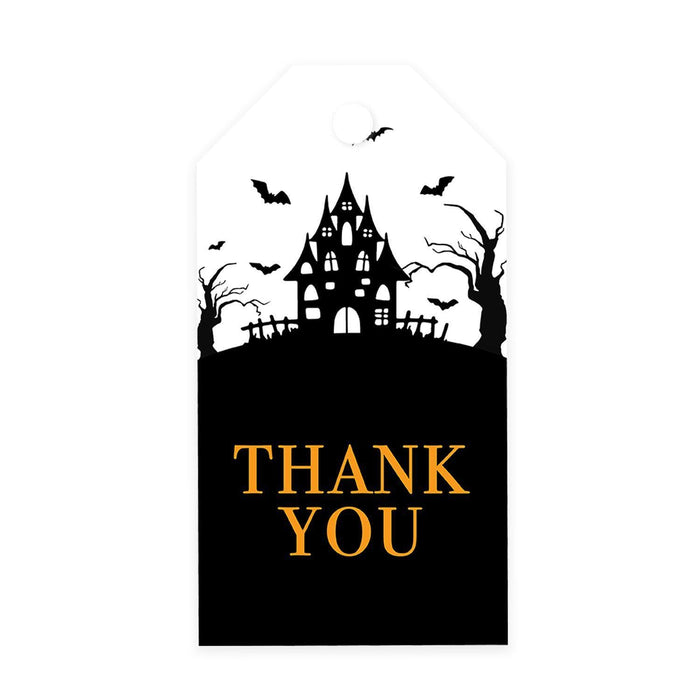 Halloween Gift Tags With String For Kids Gift Bags Candy Packaging Supplies Baking Wrapping-Set of 100-Andaz Press-Spooky Haunted House-