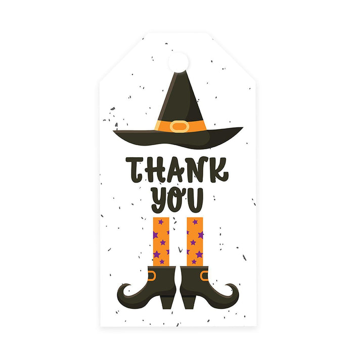 Halloween Gift Tags With String For Kids Gift Bags Candy Packaging Supplies Baking Wrapping-Set of 100-Andaz Press-Witch Hat and Boots-