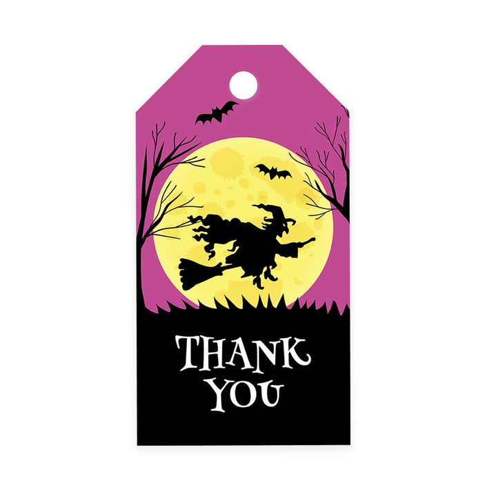 Halloween Gift Tags With String For Kids Gift Bags Candy Packaging Supplies Baking Wrapping-Set of 100-Andaz Press-Witch and Full Moon-