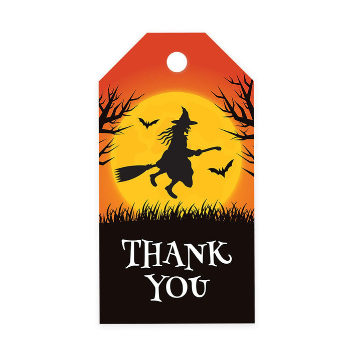 Halloween Gift Tags With String For Kids Gift Bags Candy Packaging Supplies Baking Wrapping-Set of 100-Andaz Press-Witch on Broom-
