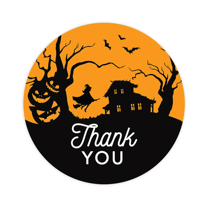 Halloween Thank You Stickers Labels For Kids Treat Bags Goodie, Halloween Party Favors-Set of 120-Andaz Press-Flying Witch-