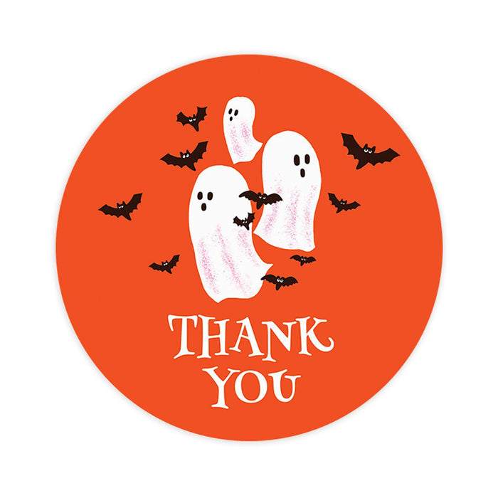 Halloween Thank You Stickers Labels For Kids Treat Bags Goodie, Halloween Party Favors-Set of 120-Andaz Press-Ghosts and Bats-