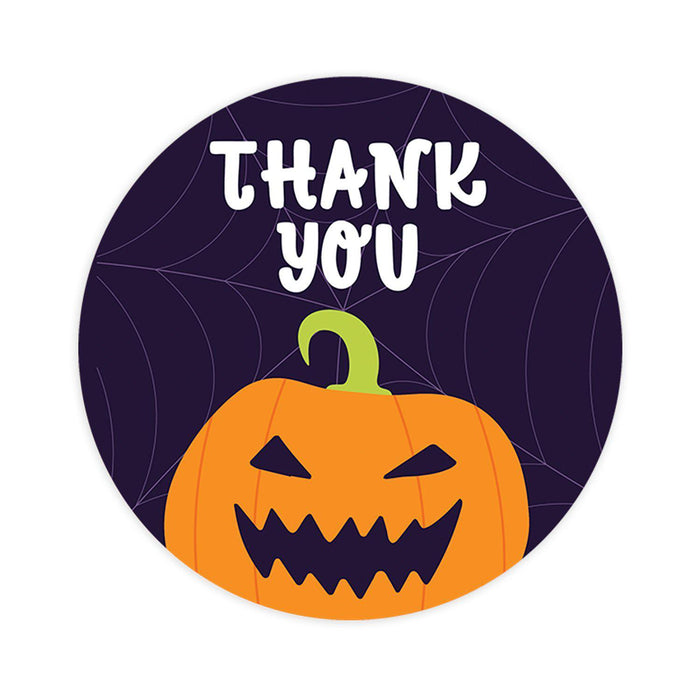 Halloween Thank You Stickers Labels For Kids Treat Bags Goodie, Halloween Party Favors-Set of 120-Andaz Press-Smiling Pumpkin Face-